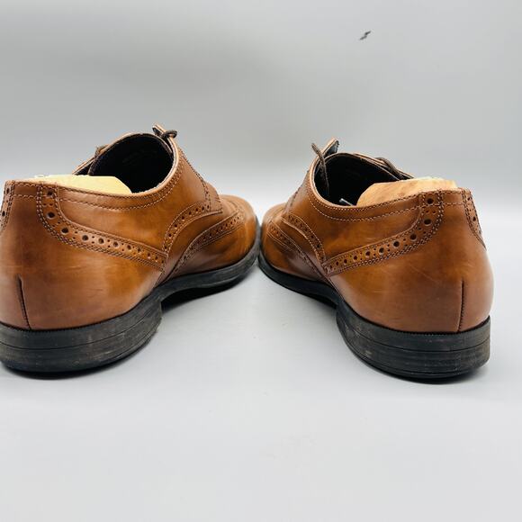 Cole Haan Shoes Mens 9.5 Brown Leather Signature Wingtip Oxford Grand OS Slip On - Picture 6 of 11